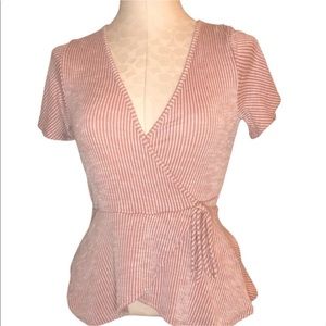 Caution to the Wind Pink and White Striped Top, Small
